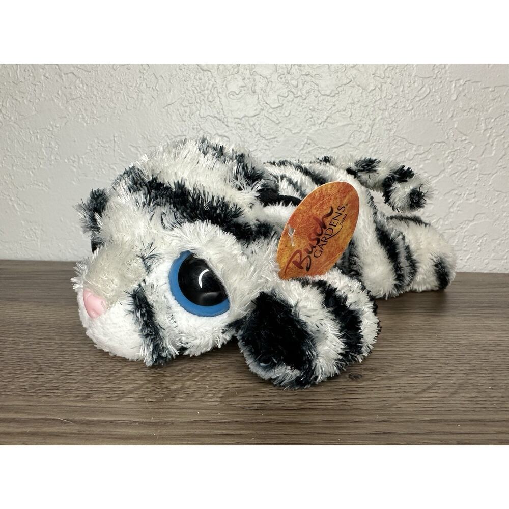 Busch Gardens Plush White Tiger Big Blue Eyes Siberian Small Stuffed Animal